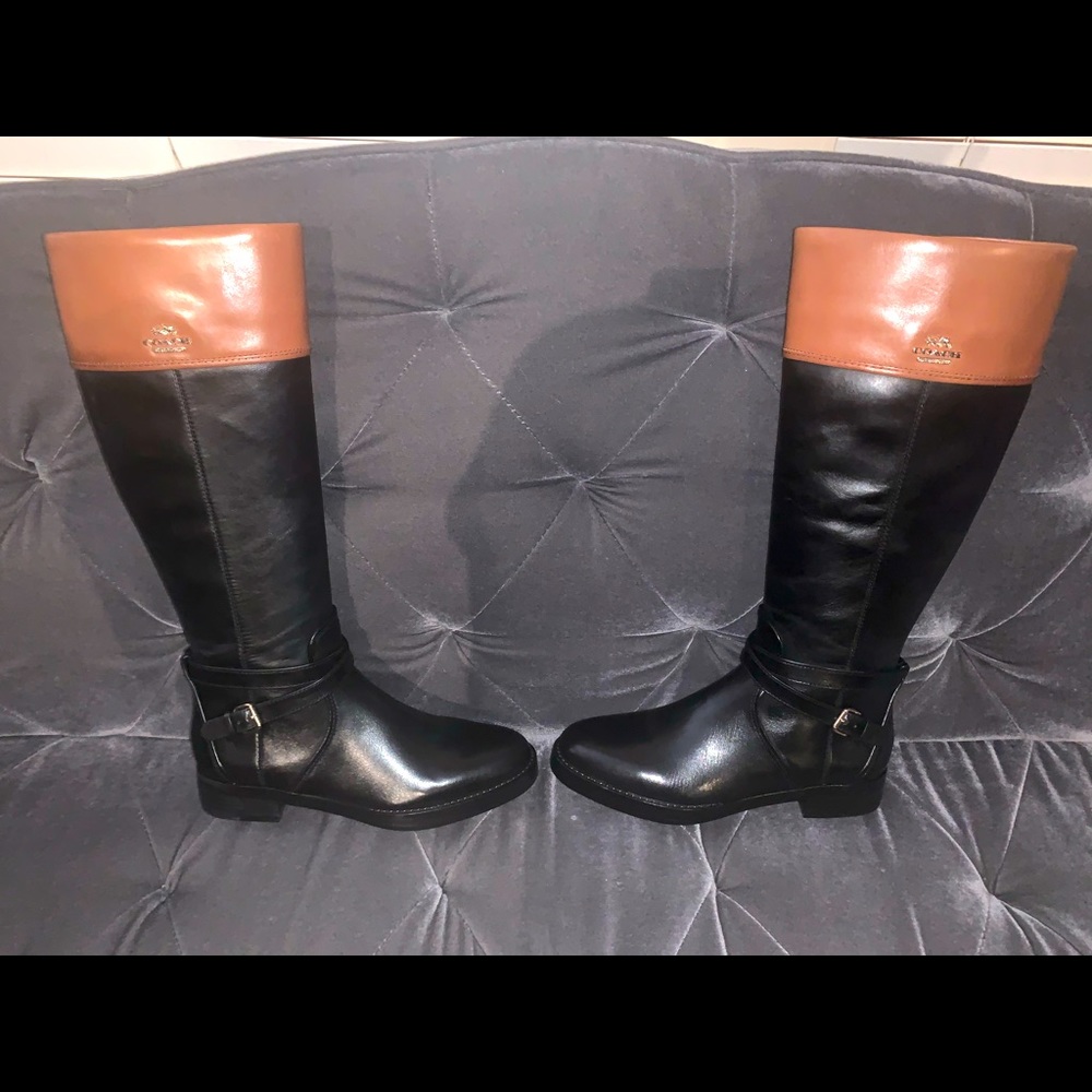 Coach Elm Boots BLK/BRN sz 7.5
